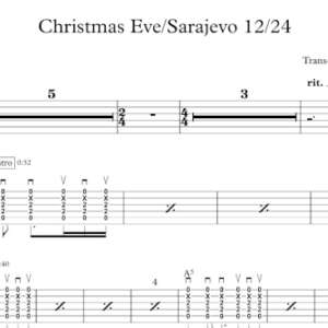 Strum Guitar Tablature for "Christmas Eve/Sarajevo 12/24" by the Trans-Siberian Orchestra.