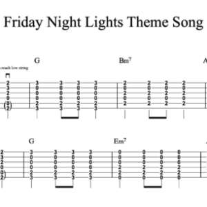 Strum Guitar Tablature for "Friday Night Lights Theme Song" by Primetime TV Favorites 
