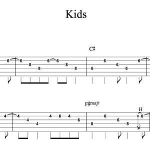 Lead Guitar Tablature for "Kids" by Current Joys