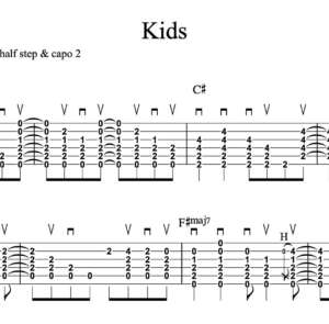 Rhythm Guitar Tablature for "Kids" by Current Joys