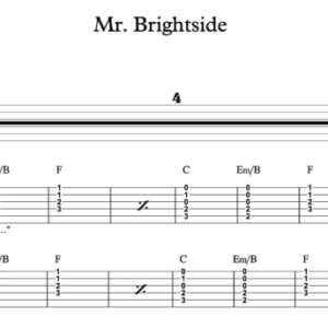 Strum Guitar Tablature for "Mr. Brightside" by The Killers