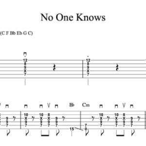 Lead Guitar Tablature for "No One Knows" by Queens of the Stone Age