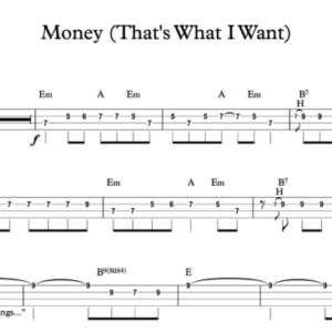 Bass Guitar Tablature for "Money (That's What I Want)" by The Beatles