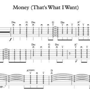 Strum Guitar Tablature for "Money (That's What I Want)" by The Beatles