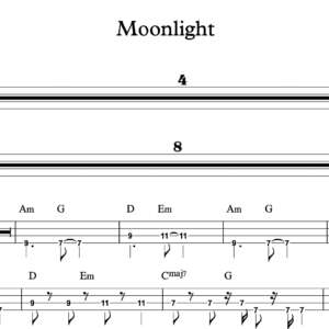 Bass Guitar Tablature for "Moonlight" by Grace VanderWaal