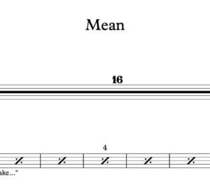 Drum Sheet Music for "Mean" by Taylor Swift