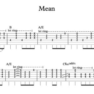 Lead Guitar Tablature for "Mean" by Taylor Swift