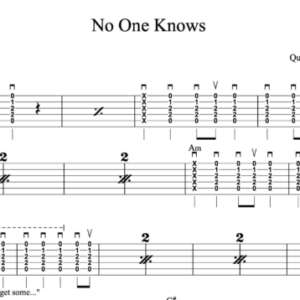 Strum Guitar Tablature for "No One Knows" by Queens of the Stone Age