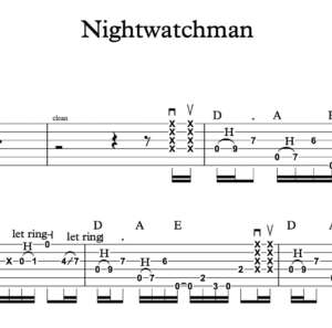 Lead Guitar Tablature for "Nightwatchman" by Tom Petty 