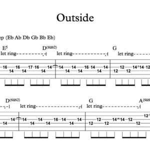 Lead Guitar Tablature for "Outside" by Staind