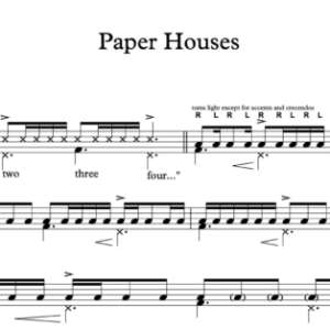 Drum Sheet Music for "Paper Houses" by Niall Horan