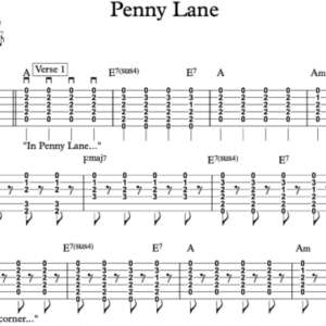Strum Guitar Tablature for "Penny Lane" by The Beatles
