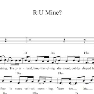 Melody Sheet Music for "R U Mine" by the Arctic Monkeys.