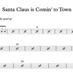 Drum Sheet Music for "Santa Claus is Comin' to Town" by Bruce Springsteen 