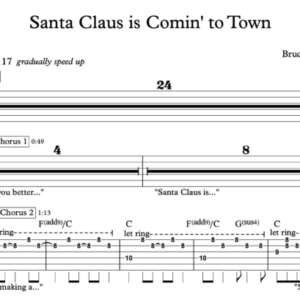Lead Guitar Tablature for "Santa Claus is Comin' to Town" by Bruce Springsteen 