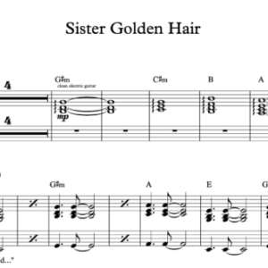 Keyboard Sheet Music for "Sister Golden Hair" by America