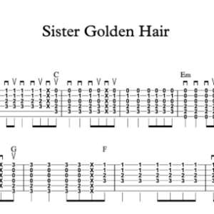 Strum Guitar Tablature for "Sister Golden Hair" by America