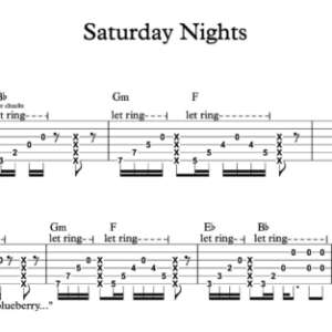 Lead Guitar Tablature for "Saturday Nights" Khalid