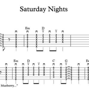 Strum Guitar Tablature for "Saturday Nights" Khalid