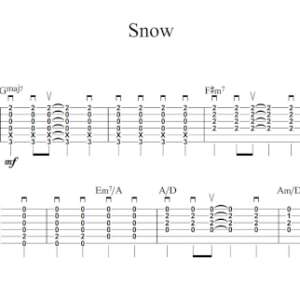 Strum Guitar Tablature for "Snow" by Leslie Odom, Jr.