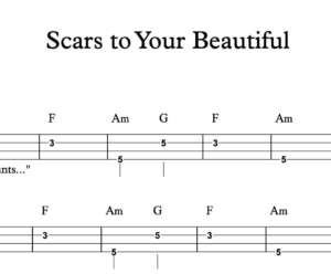 Bass Guitar Tablature for "Scars to Your Beautiful" by Alessia Cara
