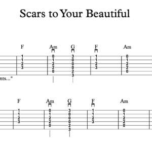 Strum Guitar Tablature for "Scars to Your Beautiful" by Alessia Cara