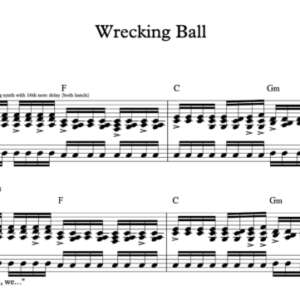 Keyboard Sheet Music for "Wrecking Ball" by Miley Cyrus 