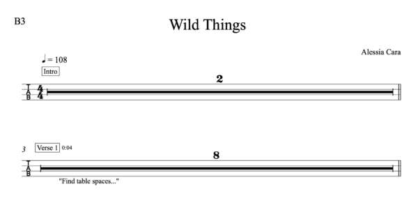 Bass Guitar Tablature for "Wild Things" by Alessia Cara