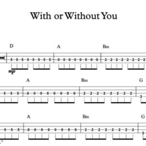 Bass Guitar Tablature for "With or Without You" by U2