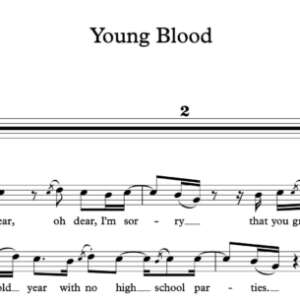 Melody Sheet Music for "Young Blood" Noah Kahan