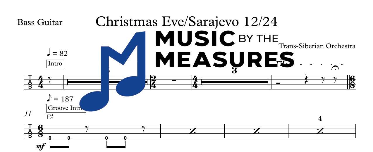 christmas-eve-sarajevo-12-24-trans-siberian-orchestra-bass-sheet-music-preview Christmas Eve/Sarajevo 12/24 by Trans-Siberian Orchestra accurate bass sheet music transcription preview