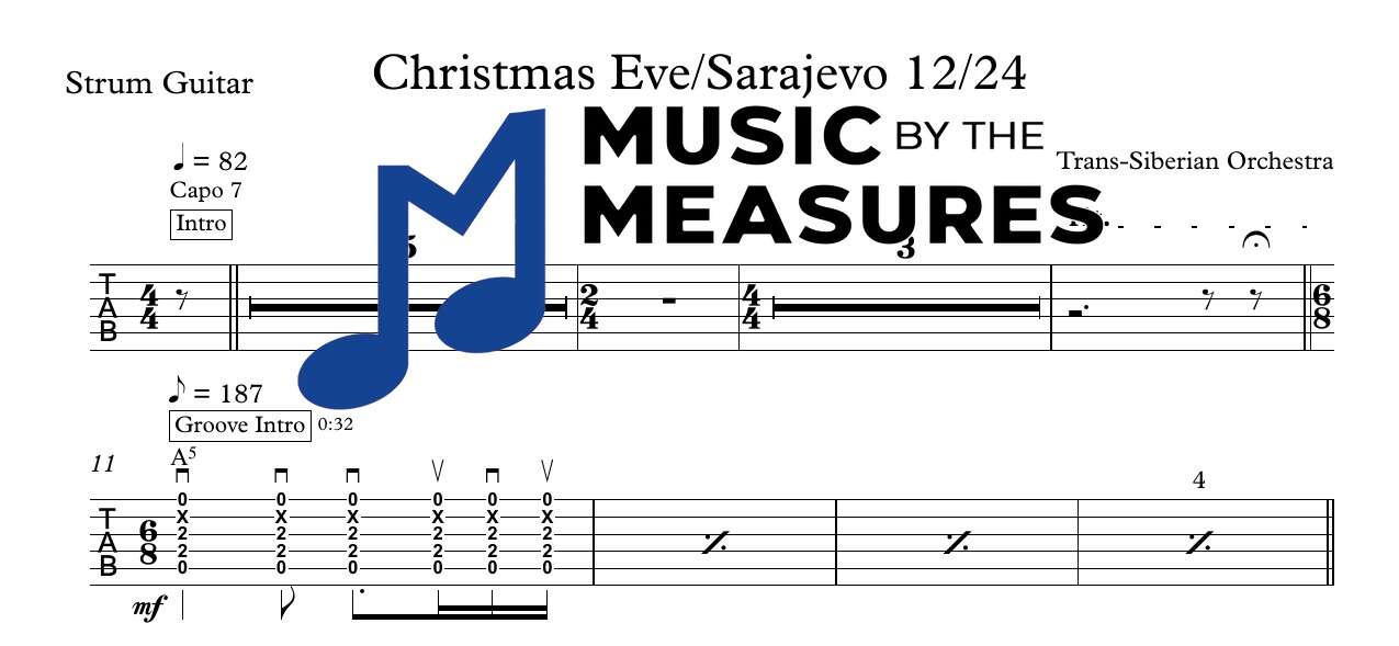 christmas-eve-sarajevo-trans-siberian-orchestra-strum-guitar-sheet-music-preview Christmas Eve/Sarajevo 12/24 by Trans-Siberian Orchestra strum guitar sheet music, accurately arranged, preview