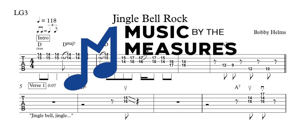 jingle-bell-rock-bobby-helms-lead-guitar-sheet-music-preview Jingle Bell Rock by Bobby Helms accurate lead guitar sheet music transcription preview