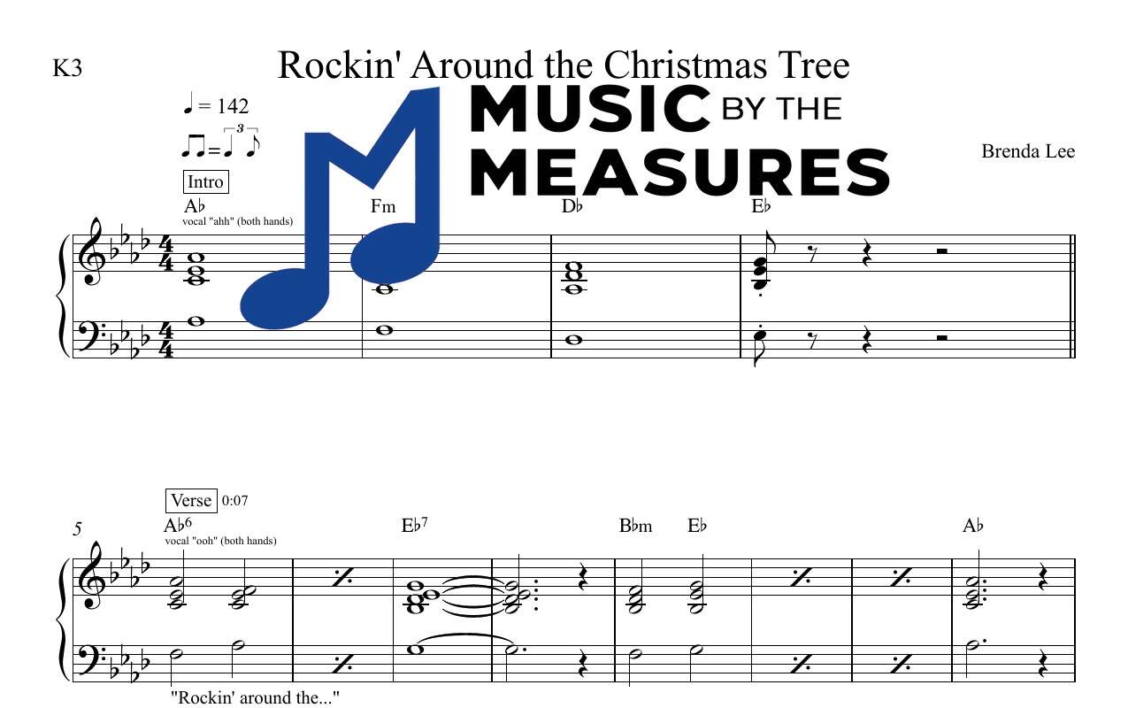 rockin-around-the-christmas-tree-brenda-lee-keyboard-sheet-music-preview Rockin' Around the Christmas Tree by Brenda Lee accurate keyboard sheet music transcription preview