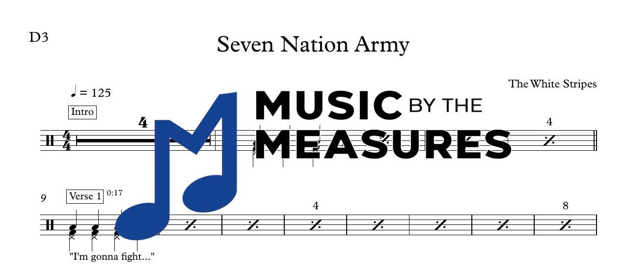 seven-nation-army-the-white-stripes-drums-sheet-music-preview Seven Nation Army drums sheet music preview – The White Stripes accurate transcription