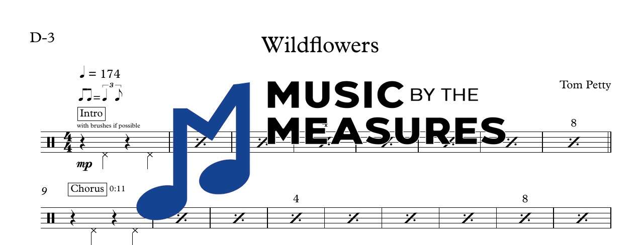 wildflowers-tom-petty-drums-sheet-music-preview Wildflowers drums sheet music preview – Tom Petty accurate transcription