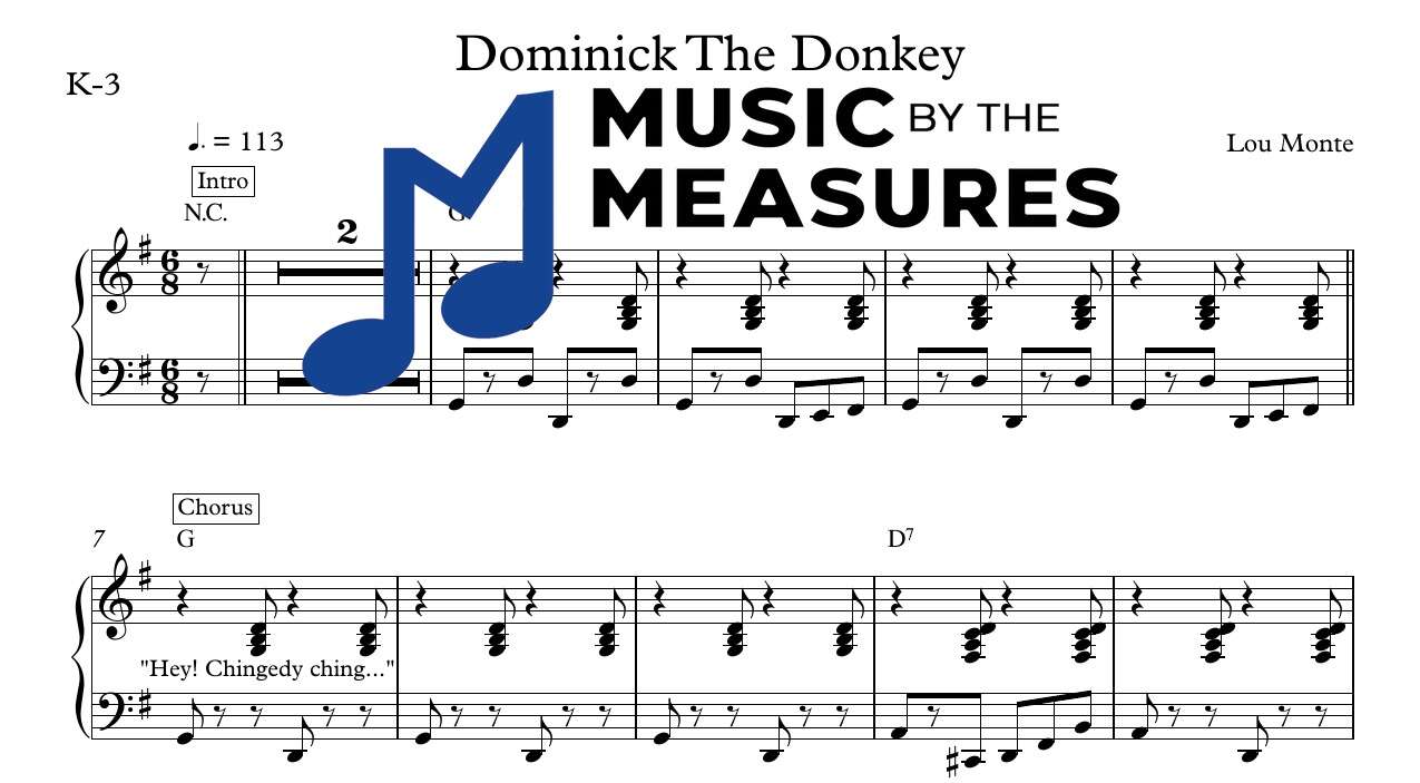 dominick-the-donkey-lou-monte-keyboard-sheet-music-preview Dominick The Donkey by Lou Monte accurately arranged keyboard sheet music preview