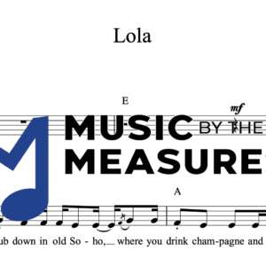 Melody Sheet Music for "Lola" by The Kinks