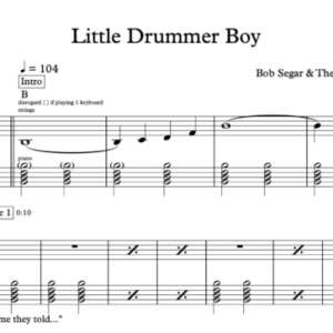 Keyboard Sheet Music for "Little Drummer Boy" by Bob Segar & The Silver Bullet Band