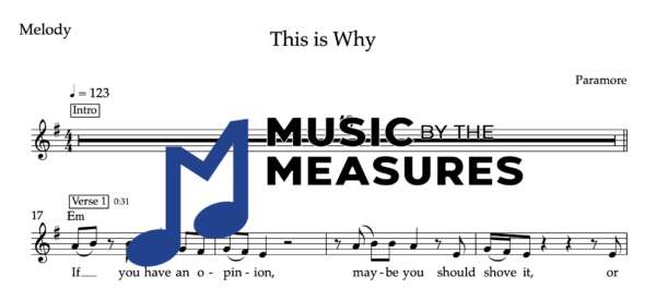 Melody Sheet Music for "This is Why' by Paramore 