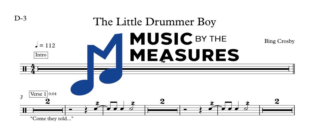 the-little-drummer-boy-bing-crosby-drums-sheet-music-preview The Little Drummer Boy by Bing Crosby accurate drums sheet music transcription preview
