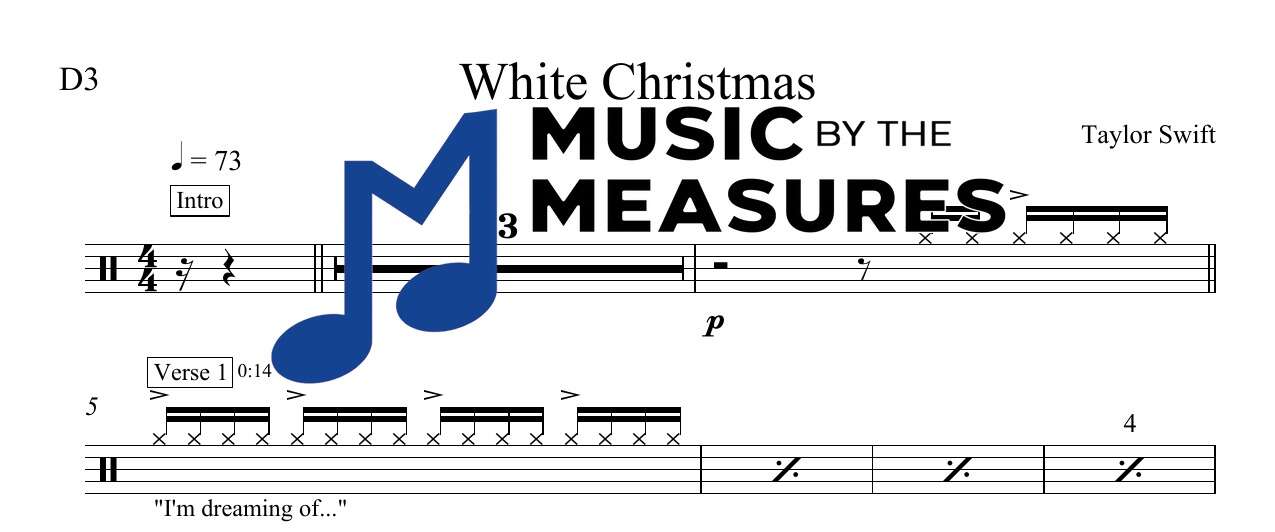 white-christmas-taylor-swift-drums-sheet-music-preview White Christmas by Taylor Swift accurate drums sheet music transcription preview