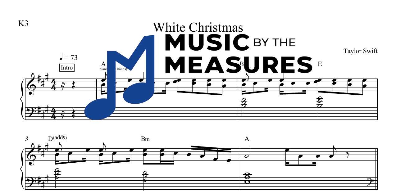 white-christmas-taylor-swift-keyboard-sheet-music-preview White Christmas by Taylor Swift accurate keyboard sheet music transcription preview