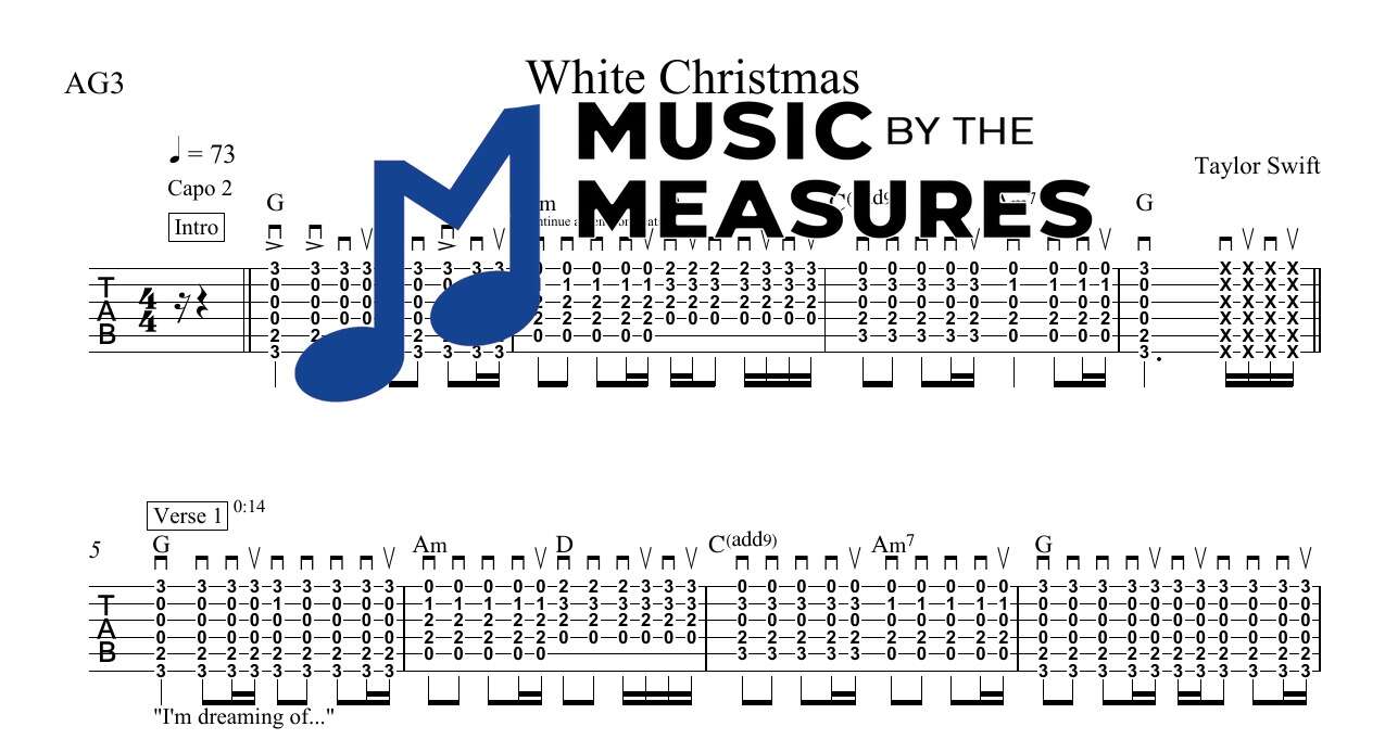 white-christmas-taylor-swift-strum-guitar-sheet-music-preview White Christmas by Taylor Swift accurate strum guitar sheet music arrangement preview