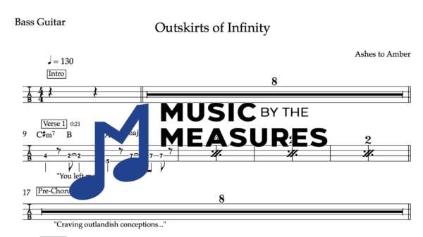 Bass Guitar Tablature for "Outskirts of Infinity" by Ashes to Amber