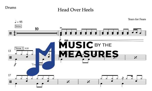 Drum Sheet Music for "Head Over Heels" by Tears for Fears