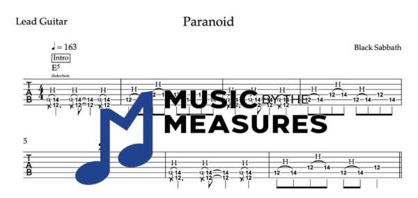 Lead Guitar Tablature for "Paranoid" by Black Sabbath
