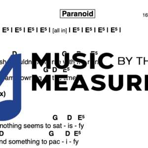 Lead Sheet for "Paranoid" by Black Sabbath