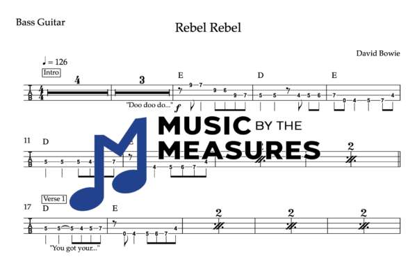 Bass Guitar Tablature for "Rebel Rebel" by David Bowie