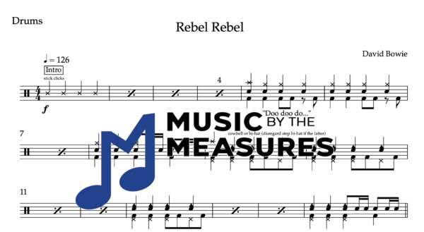 Drum Sheet Music for "Rebel Rebel" by David Bowie